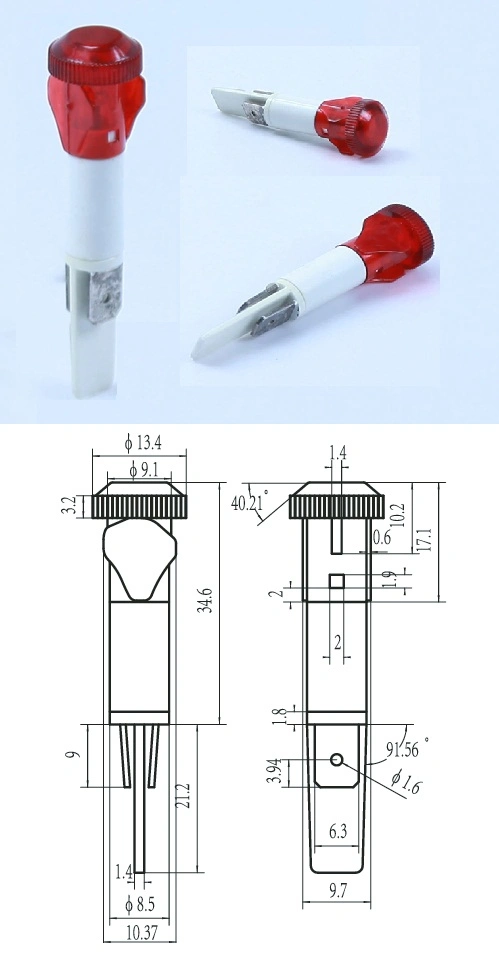 Neonowa lampa pilota 10 mm IP65 A-14-2 Czerwone światło wskazujące 0